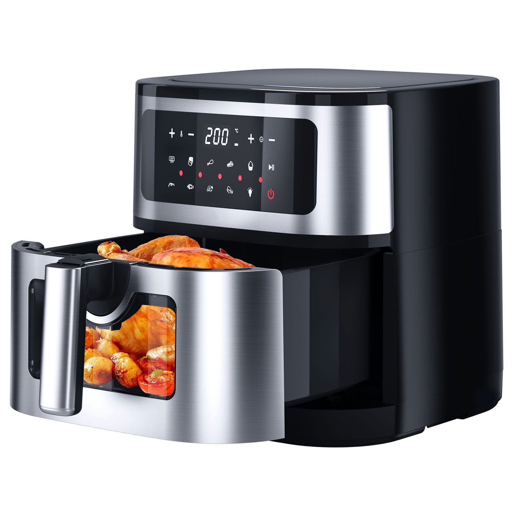 Heißluftfritteuse Air fryer 7.5L XXL,Fritteuse ohne Öl,LED-Touchscreen,10 Programme, 1800W