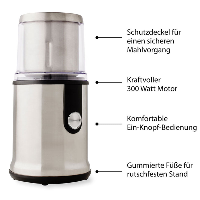 Kaffeemühle EKM100 Elektrische Kaffeemühle mit 2 Mahlbehältern für Kaffee, 300 W