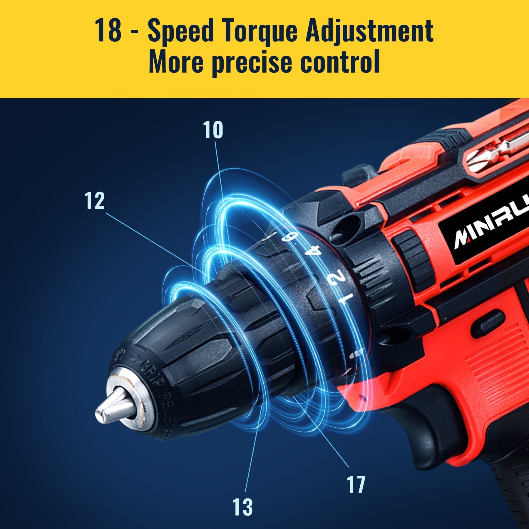 Akku-Bohrschrauber Akkuschrauber Li-Ion, 12 V 28Nm,18 Drehmomentstufen ausgestattet, 220 V